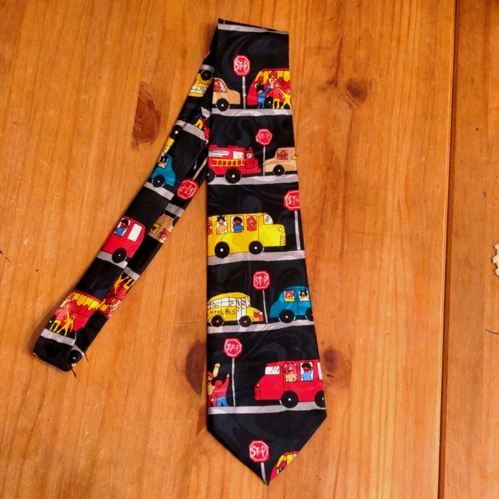 Men's Renaissance School Bus Stop Design Necktie, 59 1/2" Long